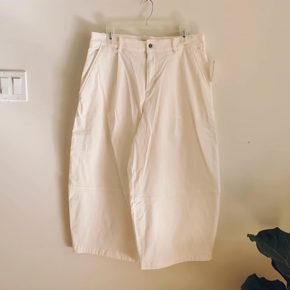 NWT Anthropologie Maeve Pleated Barrel Leg Chino Pants White Size 12 - Picture 6 of 12